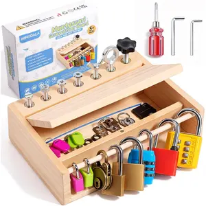 Montessori Toys for 3 4 5 Year Old,Montessori Screwdriver Board Set-Lock and Key Toy,Kids Tool Set,Preschool Learning Sensory Activities - Fine Motor Skills - STEM Toys