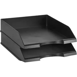 Basics Rectangular Stackable Desk Organizer Office Letter Tray, File Storage, Paper Organizer, Black, 2-Pack