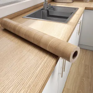 Oak Wood Peel & Stick Contact Paper, 4cm X 300cm Self-Adhesive Wallpaper, Easy-Clean Removable Vinyl Film for Kitchen & Bathroom Use, Peel And Stick Wallpaper Designs