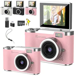 Portable Digital Camera, Student Camera, Pocket Camera, Beginner Digital Camera, 180° Degree Flip Screen Camera For Students, EntryLevel Digital Camera With 32GB Memory Card, Video, Photography, For Back-To-School Season, Holiday Gift, HD Camera