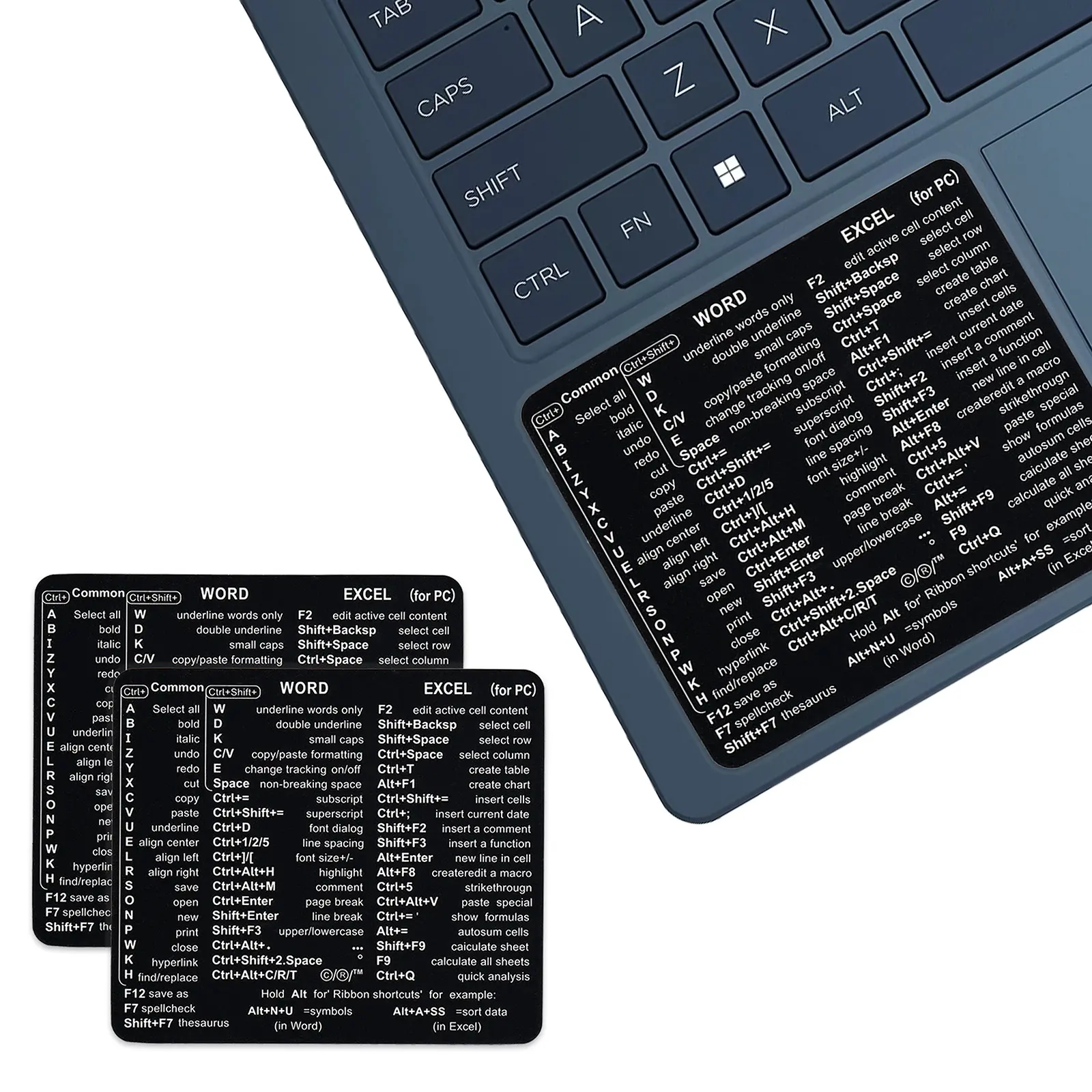Word & Excel Shortcut Stickers for Keyboard – Microsoft Office Hotkey Labels, Laptop & Desktop Keyboard Shortcuts, Compatible with Windows & Mac, Study & Work Productivity Reference Guide