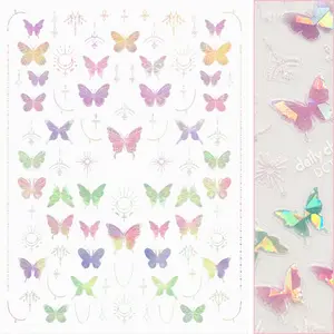 Holographic Butterfly Nail Art Sticker / Whimsical Wings / Pastel