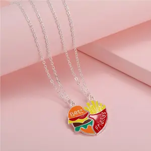 2-3Pcs Cute Magnetic Half Broken Heart Koala Panda Engraved Pendant Best Friend Necklace for Women Men Lovely Love Heart Necklace Friendship Couple Forever Jewelry