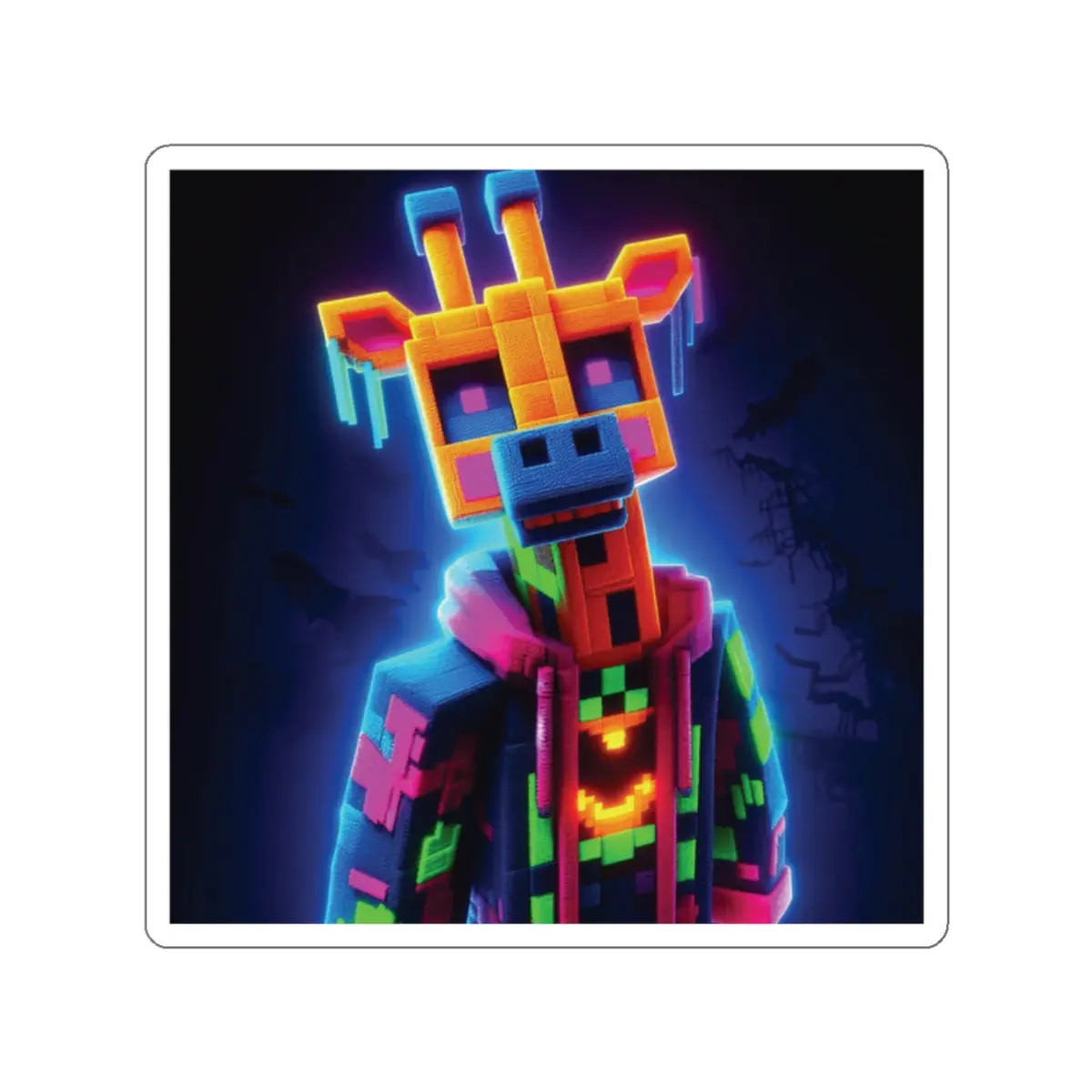 Minecraft Giraffe Neon Square Sticker, Decal, Laptop Sticker, Gaming Sticker, Water Bottle Sticker, Gift for Gamer