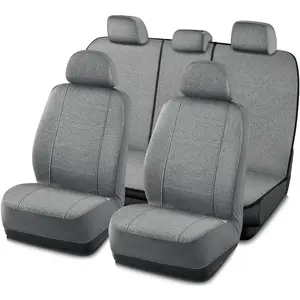 Full Set  Seat Covers Front Rear Seat Cover Low , Flax Seat Protector, Airbag Compatible, Universal Fits for  , , SUV,  Gray