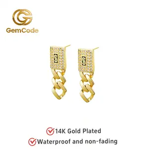 Golden Cuban Zircon Earrings StainlessSteel Miami Earrings Hip Hop Jewelry Fashion Accessories Holiday Mother's Day Gifts Back to School Gifts