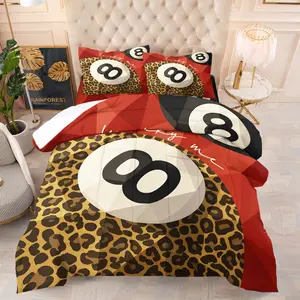 Lucky 8 Ball Leopard Print Comforter Set, Trendy Retro Design, Soft Comfortable Fabric, Teen & Adult Bedroom Decor, All Seasons