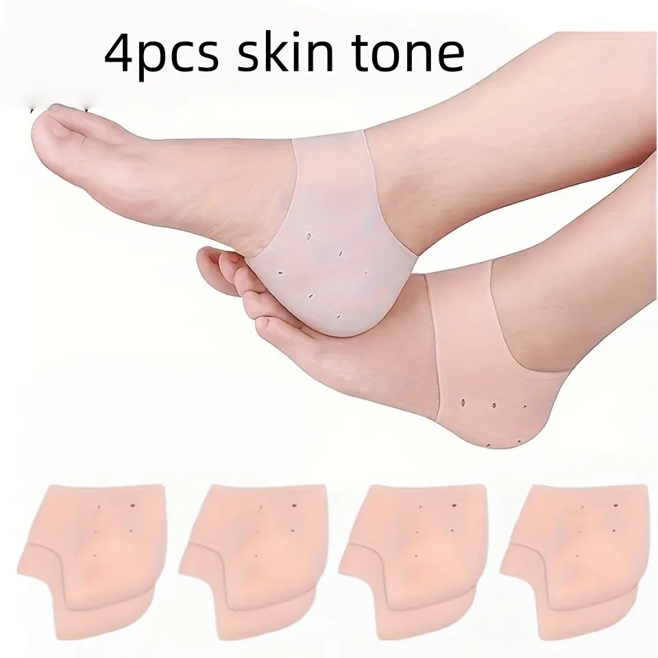4 Pcs Silicone Moisturizing Foot Sleeves, Anti-Friction Heel Guards, Gel Foot Care, Relieves Blisters and Dry Heels, Soft Buffer Support