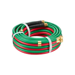 VEVOR Oxygen Acetylene Hose, 1/4-Inch x 25FT Oxy Acetylene Hose with 9/16"-18 B Fitting, 300PSI T Grade Welding Cutting Torch Twin Hose, Compatible with Oxygen, Acetylene, Propane and Other Fuel Gases