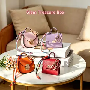 4PCS Mini Bag Pendant Keychain - Saddle Bag + Kelly Bag Set，，High Quality Leather with Colorful Strap, Cute Car Keychain & Bag Charm Accessory