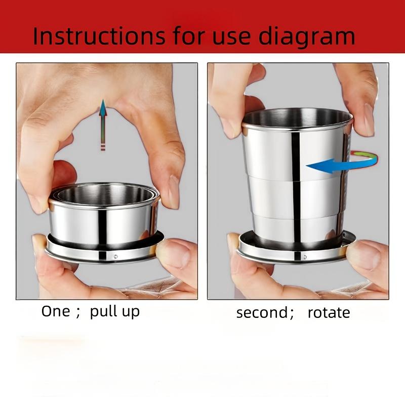 1pcs Travel Cup With Keychain, Stainless Steel Folding Camping Cup Portable Drinking Mug For Hiking, Picnic and other Outdoor Activities, 150ml