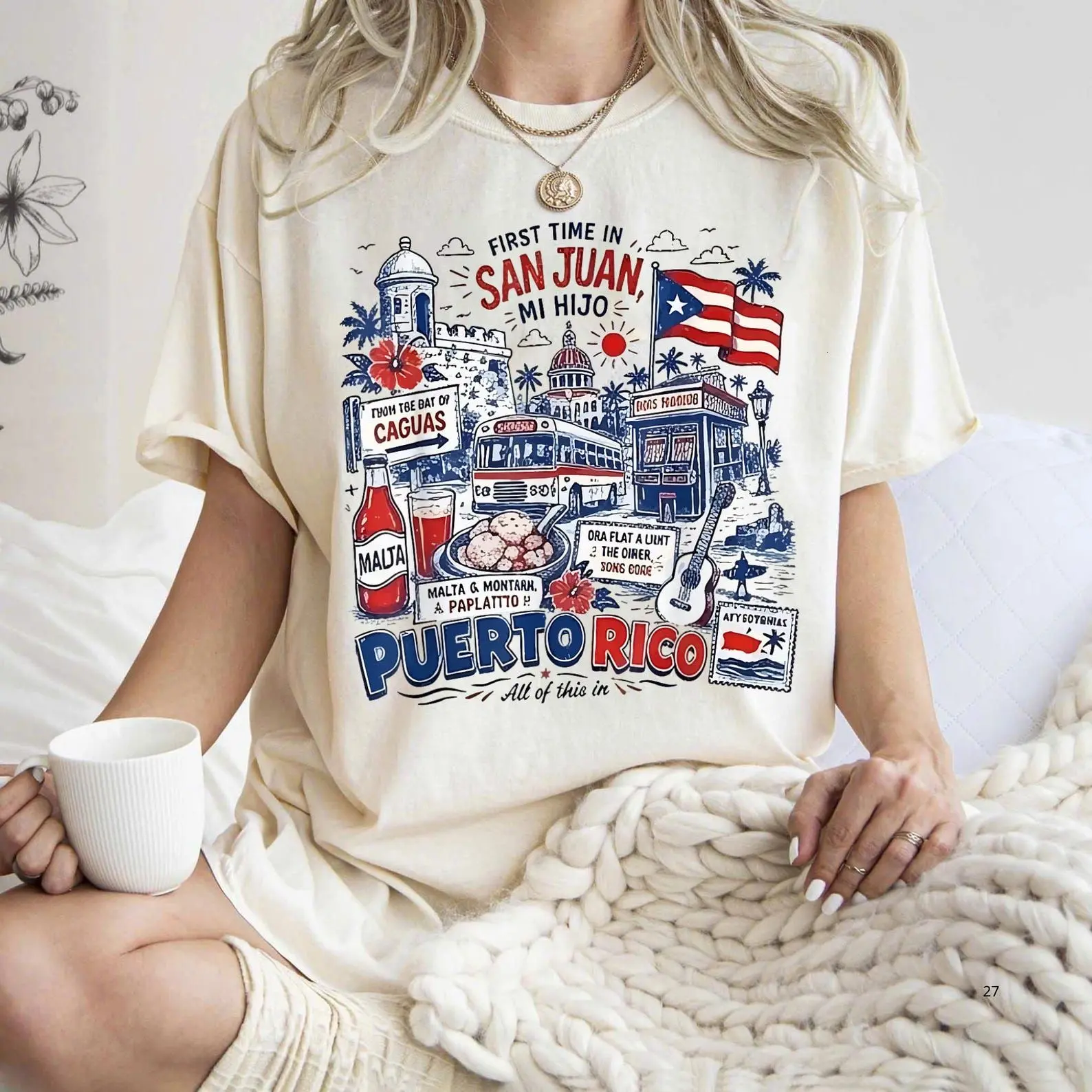 Comfort Colors First Time In San Juan Puerto Rico T-Shirt - Viral Meme Song Tee Puerto Rican Boricua Pride Gift Wedding Vacation Shirt Travel Humor Tee Hoodie Sweatshirt Unisex
