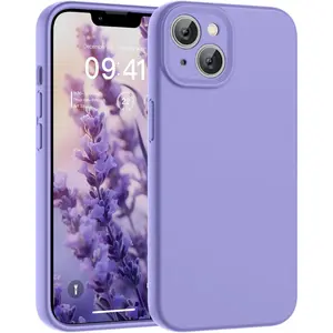 Designed for iPhone 13 Case,Premium Liquid Silicone with [Soft Anti-Scratch Microfiber Lining][Upgraded Camera Protection] Slim Shockproof Phone Case for Men Women Girls,Light Purple