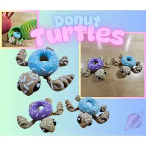 3D PRINTED PURPLE AND BLUE SPRINKLE DONUT TURTLES