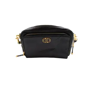 Pre-owned Dior leather Shoulder Bags Grained Calfskin Caro Double Pouch Crossbody Bag (A4147291)