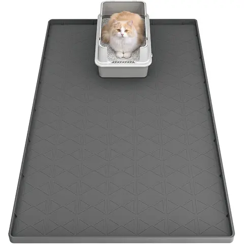 Pawtners 2-Pack Value Paw-Safe Silicone Cat Litter Mat, 34"x22" Extra Large, Scratch-Resist Top, Raised Edges, Urine-Proof, Non-Slip, Easy-to-Clean Scatter Trapper for Litter Box Enclosures, Trays