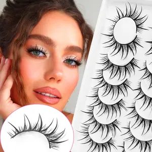 7 Pairs Cross Design False Eyelashes, Lightweight Soft Curled Striped Lashes, Perfect for Daily Club Work Use, Girls' Makeup Essentials, Cosmetic False Lashes