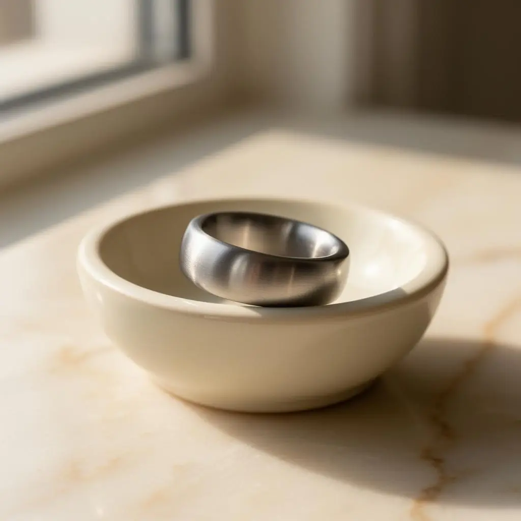 OURA Ring 5 - Minimalist Brushed Titanium Smart Ring in Silver with Health Tracking, AI Advisor and Week-Long Battery