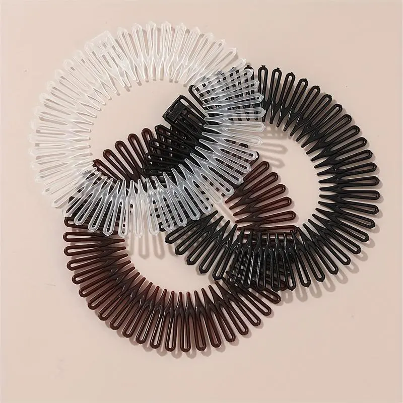 3pcs/Set Elastic Hair Comb Invisible Broken Hair Fixed Comb Flexible Stretch Headband Fashionable Hair Accessories