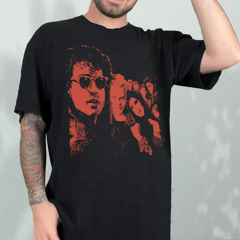 Unisex Retro 80s T-Shirt with Vampire Art Graphic, All Seasons Cotton Fitted Cut Top, Gift for Him and Horror Fans, Casual Tops, Clothes, Graphic Tees