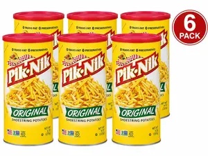 Pik-Nik Original Shoestring Potatoes, 9 Oz (Pack of 6) | Crispy Potato Sticks Snack | Gluten Free | 0g Trans Fat | No Preservatives | Perfect for Salads, Casseroles & Snacking