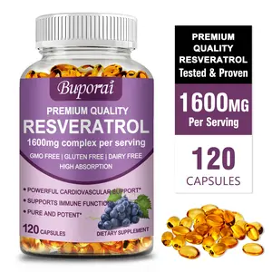 Buporai - Resveratrol 1600 mg, Powerful Antioxidant and Anti-Resveratrol, Anti-Aging Boost, Cardiovascular Support, Maximum Benefits, 120 Capsules