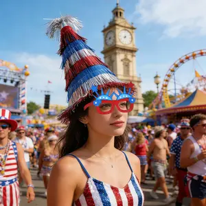 2026 New Independence Day 250th Anniversary Party Decoration Tassel Fringe Hat Red Silver Blue Top Hat Photo Prop