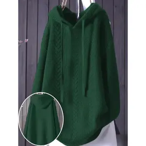 Autumn–Winter Hooded Pullover Knit Long-Sleeve Sweater, Casual Fitted Design, Warm & Cozy, Perfect for Fall and Winter Seasons