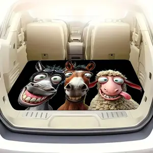 Hiphop Deer Design Car Trunk Mat, Essential Travel Accessory, Fits Most Cars, Elegant Interior Decor, Keeps Trunk Clean Dry, Easy to Use