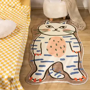 Cat Shape Carpet, Soft Thick Bedside Animal Printed Rug for Bedroom Living Room Sofa Area, Multifunctional Indoor Decorative Mat, Non-Sensitive Goods