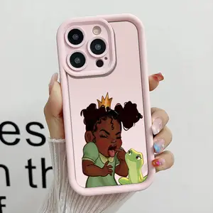Little Princess and Frog pattern mobile phone case,TPU soft case,suitable for iPhone 17 Pro Max 16 15 14 13 12 11,anti drop phone case,lightweight and durable,Cute Gift Idea,Case Timy, shockproof hot girl style fashionable friend lovely high girly pink
