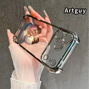 Jesus and little Girl Praying Pattern Four Corner Anti-Fall Phone Case Transparent Electroplated Protective Cover for iPhone 17 Pro Max Air 16 15 Plus 14 13 12 11 E