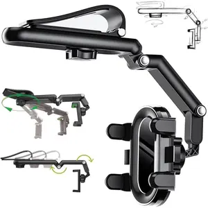 2024 Rotatable and Retractable Phone Holder, Multifunction 1080 Rotation Sun Visor Mount, Universal Cell Phone Clip for All Phones (Version2 - Grey)