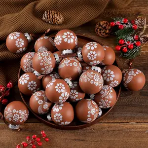 24 count Platos De Barro Mexican Christmas Ornaments 2.36 Inch Cielito Lindo Terracotta Xmas Tree Shatterproof Hanging Ball for Talavera Party Hispanic  Farmhouse Decor