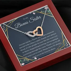 Interlocking Hearts, Bonus Sister Necklace, Bonus Sister Gift, Sister in Law Gift, Adoptive Sister Gift, Step Sister Necklace,  Gifts,