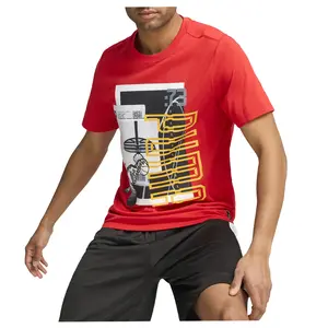 PUMA Mens Winning Shot 1 Crew Neck Short Sleeve Casual Tops Casual - Red