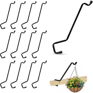 Frienda 12 Pcs Heavy Duty Deck Hook Deck Bird Feeder Hanger Balcony Railing Hanger Decoration for Outdoor Hanging Flower Baskets Plants Wind Chimes Lanterns Fits Rails 2x4, 2x6, 2x8 Inch
