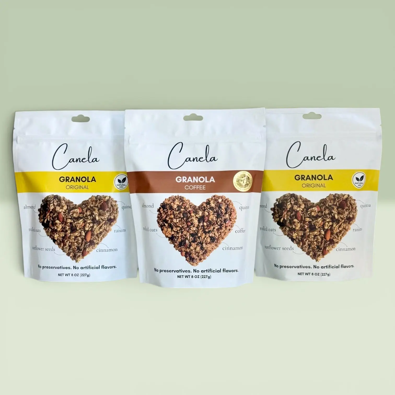 Crave Granola 3 Bags Handmade Vegan Organic - 2 Original Flavors & 1 Coffee - Breakfast Snack Option