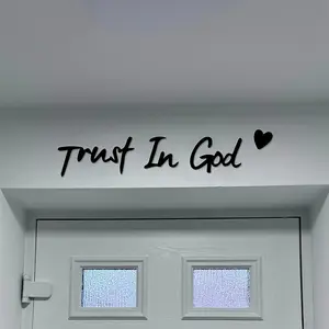 Wooden Wall Art, Trust in God Letter Pattern Wall Hanging Decor, Inspirational Wall Hanging Decor for Home, Prayer Room & Farmhouse Decor, Ornaments, Quote Prints, Decoration, Letter Printed Design