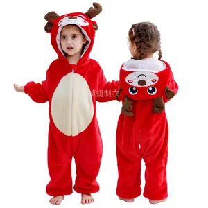 NewChildren  Baby Animal Onesie 2-36 Months Flannel Halloween Christmas Costume Onesie Unicorn Deer Pajamas Boys Girls Soft Warm Onesie Toddler Holiday Party Outfit