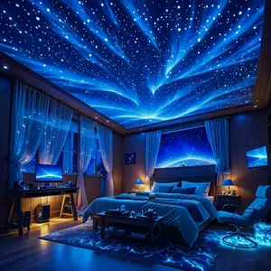 YETHKE 7-color LED projector with remote control and USB power supply - RGB color-changing beam projector, creates a galaxy effect lighting, low-voltage (36V) for safe operation, RGBW color adjustable, suitable for bedrooms, rooms, and Christmas parties