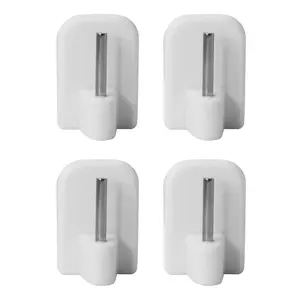 White Self Adhesive Hooks For Kitchen Sash Rod - Set of 4