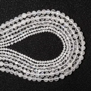 Natural Blue Moonstone Beads 2/3/4MM Faceted Gemstone for Jewelry Making 15.5inch Strand DIY Bracelet Necklace Handmade Accessories