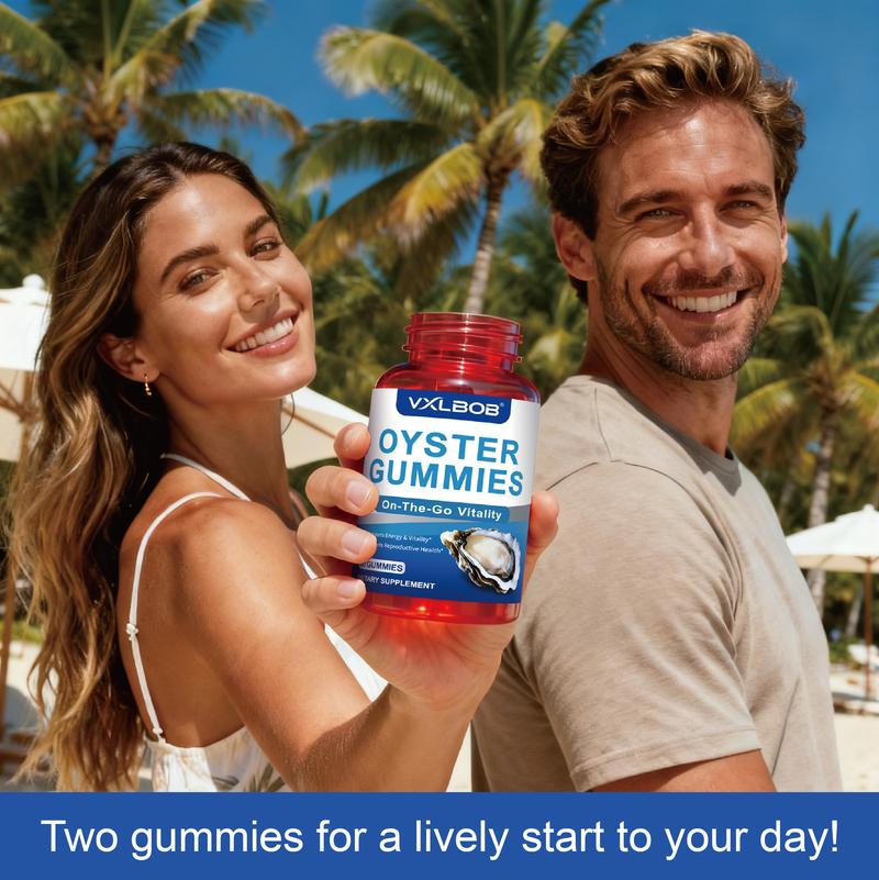 VXLBOB Oyster Gummies 2-Bottle Pack Boosts Daily Vitality and Energy for Men 700mg Oyster Extract Zinc Protein 60 Gummies Natural Extracts GMP Certified Daily Health Support Promotes Male Wellness
