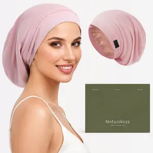 NATUREKESS-satin Bonnet for Sleeping Women, Silk Lining Hair Wrap for Sleep, Adjustable Slouchy Beanie Hat