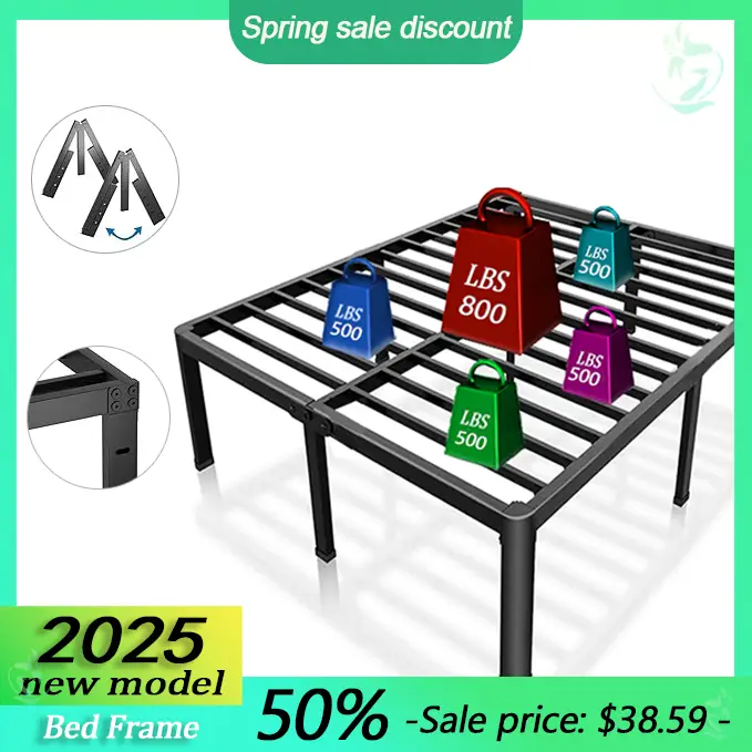 Edenza1 Twin Bed Frames, 14 16 18 Inch Heavy Duty Metal Platform Bed Frame Twin Size Support Up to 3500 lbs, No Box Spring Needed/No Shaking/Steel Sla