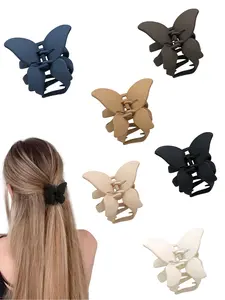 Large butterfly hair clip octopus claws 6-piece set, suitable for long, thick, thin wavy curls, women's strong fixed anti slip handle hair bun accessories