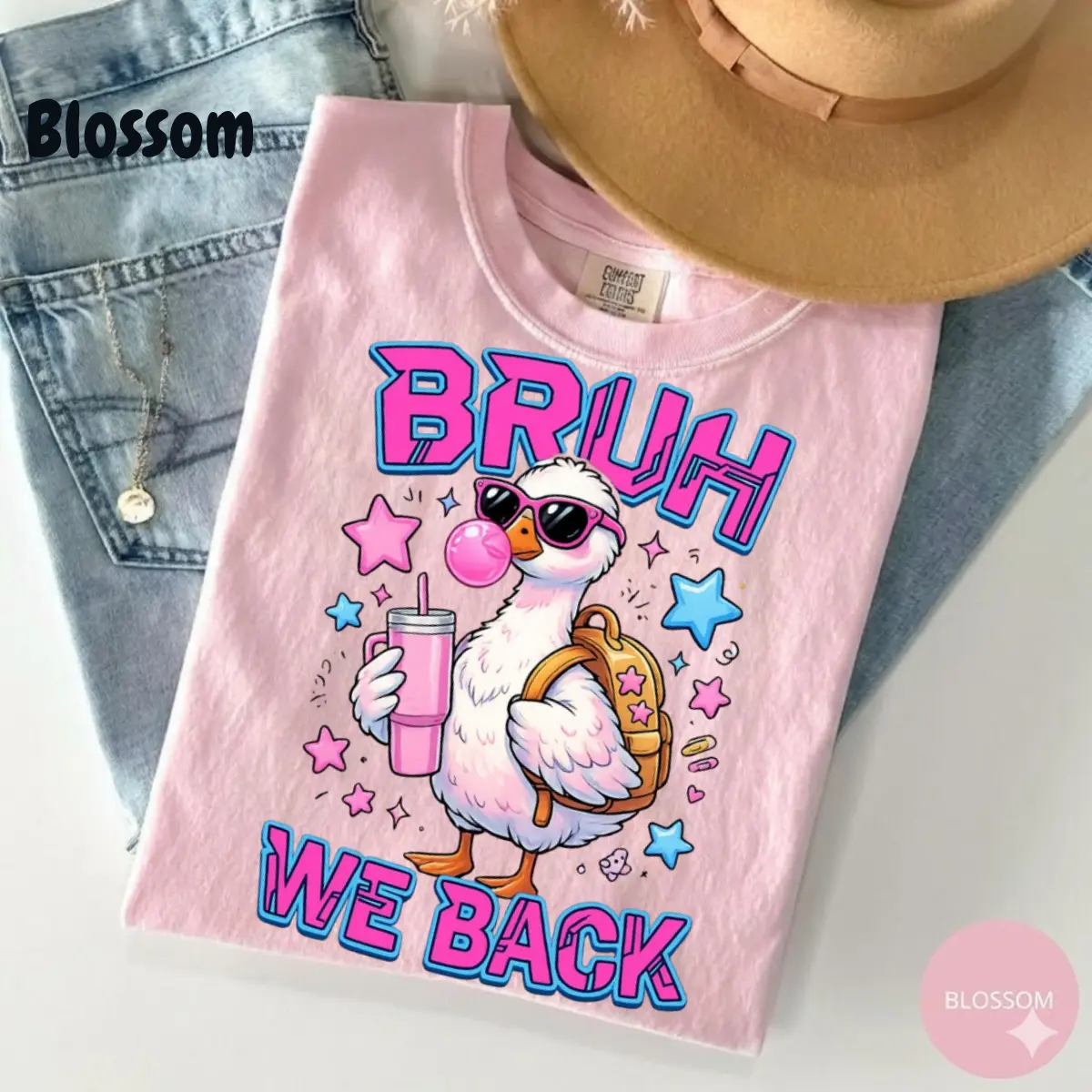 Comfort Colors Bruh We Back Goose Shirt, Funny Backpack Goose Graphic Tee, Back To School Teacher Student T-Shirt