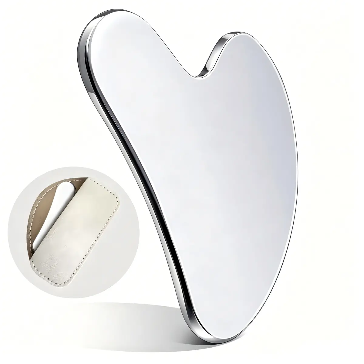Professional Cold 304 Stainless Steel Gua Sha Tool, Viral Face Gym Massager for Jawline Lifting, Double Chin & Full Body Lymph Massage, Comes with Leather Storage Bag Steel Storage