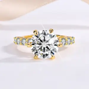 #34 (Engagement Ring 2/3/5CT) 925 Sterling Silver Synthetic Moissanite Ring